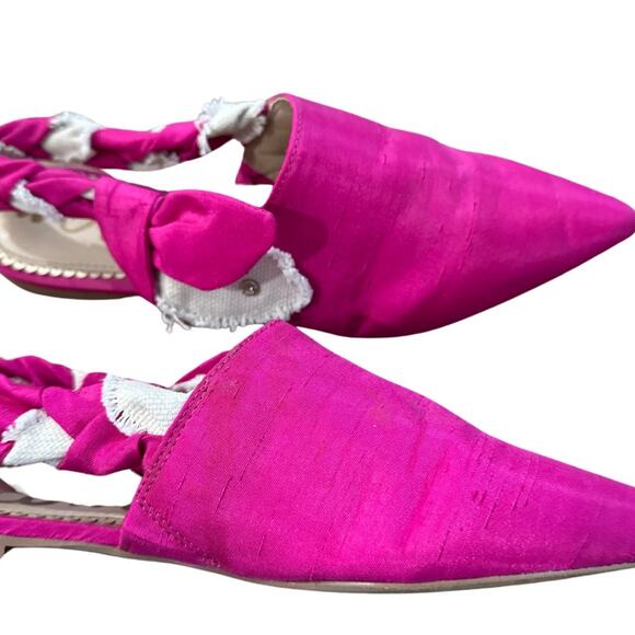 Sam Edelman Hot Pink Rivers Taffeta Point Toe Sling Back Flats I 7.5 - Picture 6 of 7